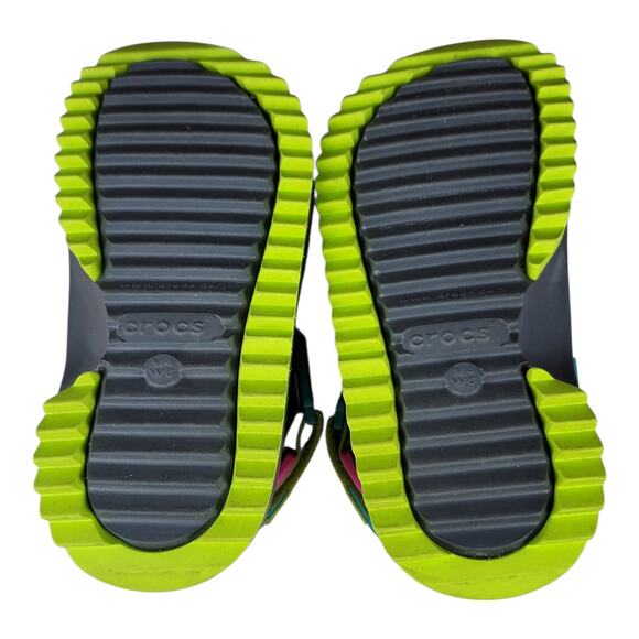 CROCS Women's Sandals in Gray with Pink and Green Highlights - Picture 4 of 9